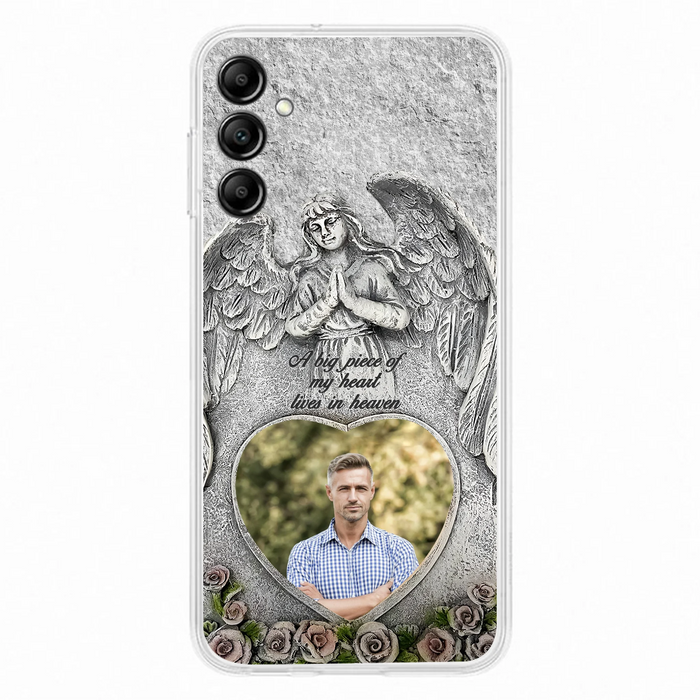 Custom Personalized Memorial Photo Phone Case - Memorial Gift Idea For Family Member - A Big Piece Of My Heart Lives In Heaven - Case For iPhone/Samsung