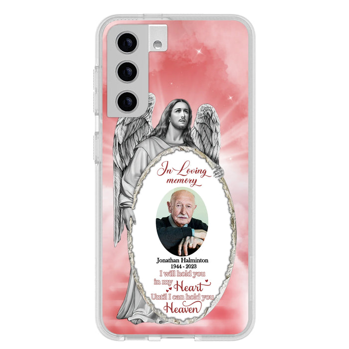 Custom Personalized Jesus Christ Memorial Photo Phone Case - Memorial Gift Idea For Family Member - I Will Hold You in My Heart Until I Can Hold You in Heaven - Case For iPhone/Samsung