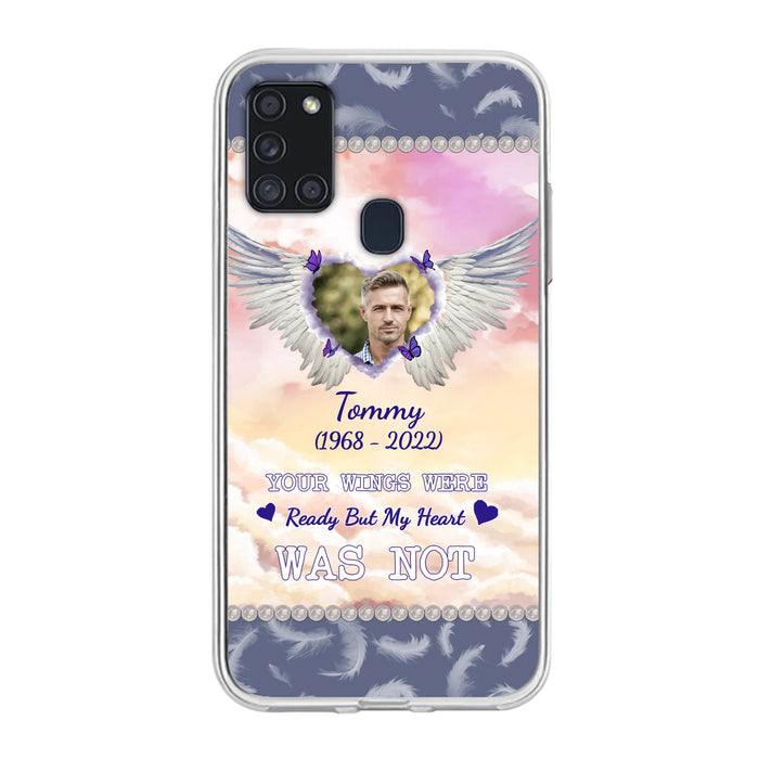 Custom Personalized Memorial Photo Phone Case - Memorial Gift Idea for Family - Your Wings Were Ready But My Heart Was Not - Case For iPhone/Samsung