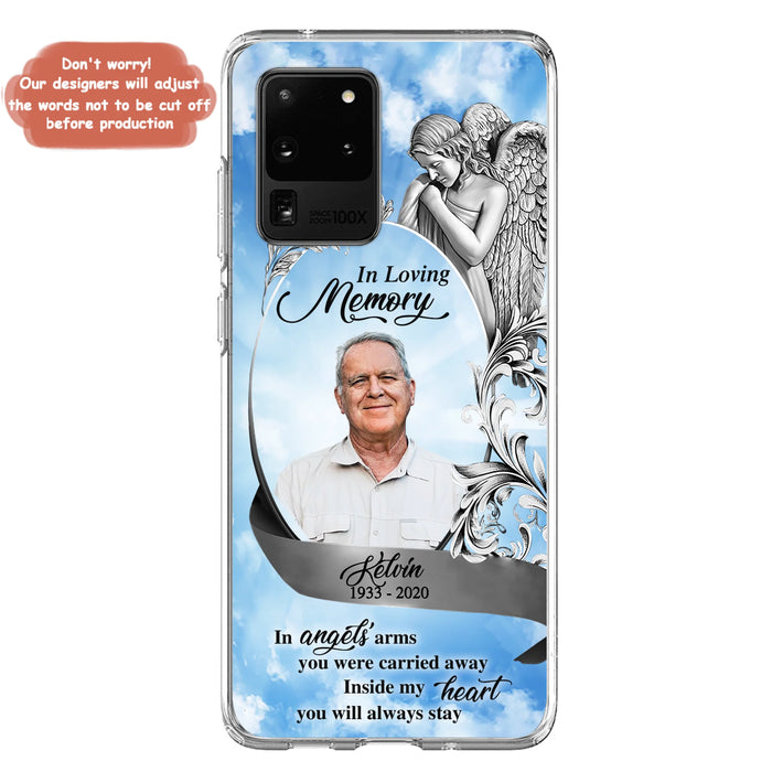 Custom Personalized Memorial Photo Phone Case - Memorial Gift Idea for Family - Inside My Heart You Will Always Stay - Case For iPhone/Samsung
