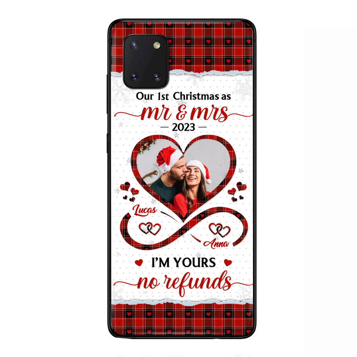 Custom Personalized Couple Photo Phone Case - Christmas Gift Idea For Couple/ Him/ Her - Our 1st Christmas As Mr & Mrs - Case For iPhone/Samsung