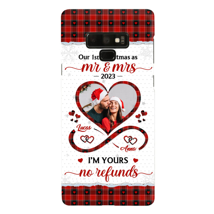 Custom Personalized Couple Photo Phone Case - Christmas Gift Idea For Couple/ Him/ Her - Our 1st Christmas As Mr & Mrs - Case For iPhone/Samsung