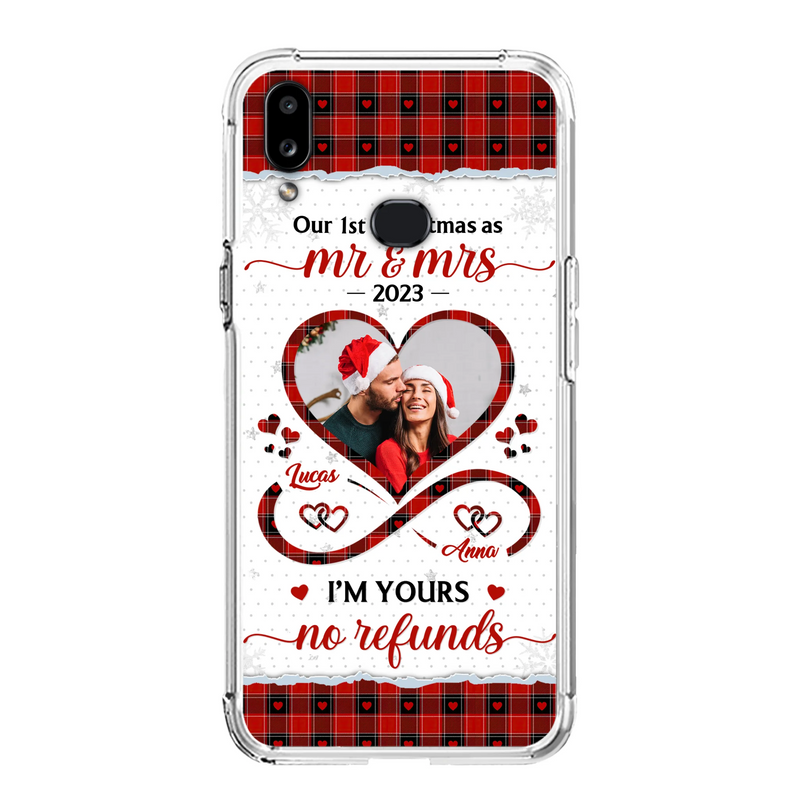Custom Personalized Couple Photo Phone Case - Christmas Gift Idea For Couple/ Him/ Her - Our 1st Christmas As Mr & Mrs - Case For iPhone/Samsung