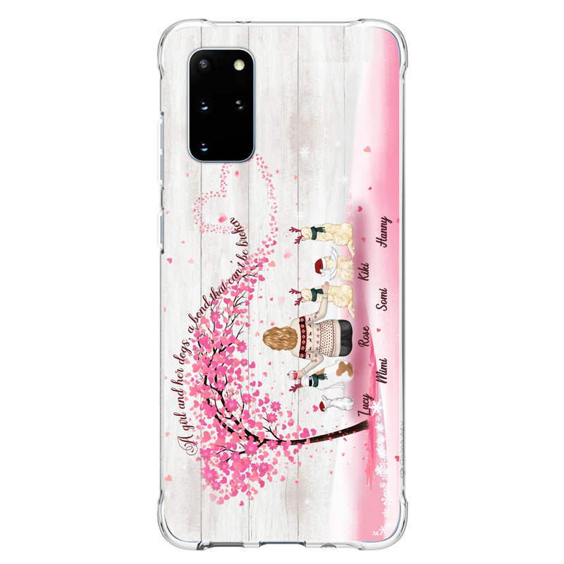 Personalized Dog Mom/Dad Phone Case - Mom/Dad With Up To 5 Dogs - Gift Idea For Dog Lovers - A Girl And Her Dogs, A Bond That Can't Be Broken - Case For iPhone/Samsung
