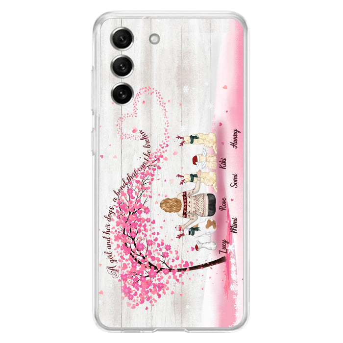 Personalized Dog Mom/Dad Phone Case - Mom/Dad With Up To 5 Dogs - Gift Idea For Dog Lovers - A Girl And Her Dogs, A Bond That Can't Be Broken - Case For iPhone/Samsung
