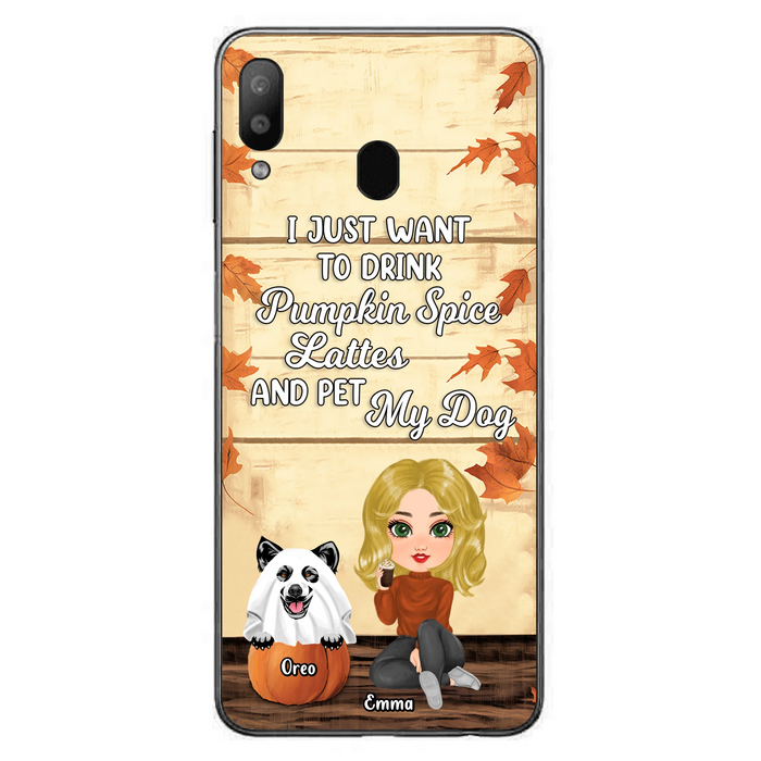 Personalized Girl Dog/Cat Phone Case - Up to 5 Pets - Autumn Gift For Dog/Cat Lover - I Just Want To Drink Pumpkin Spice Lattes And Pet My Dogs - Case For iPhone And Samsung