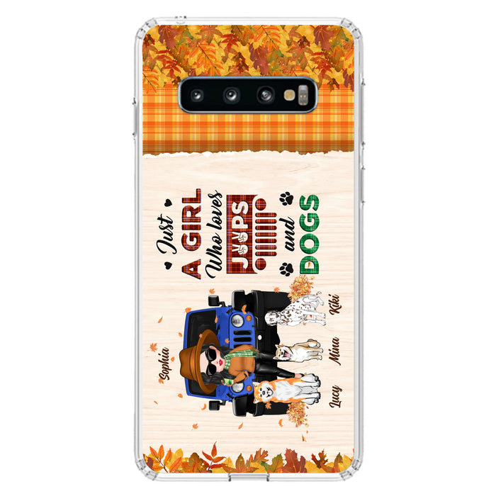 Personalized Off-road Autumn Girl Phone Case - Gift Idea For Girl/Dog Lovers - Up to 3 Dogs - Case For iPhone/Samsung