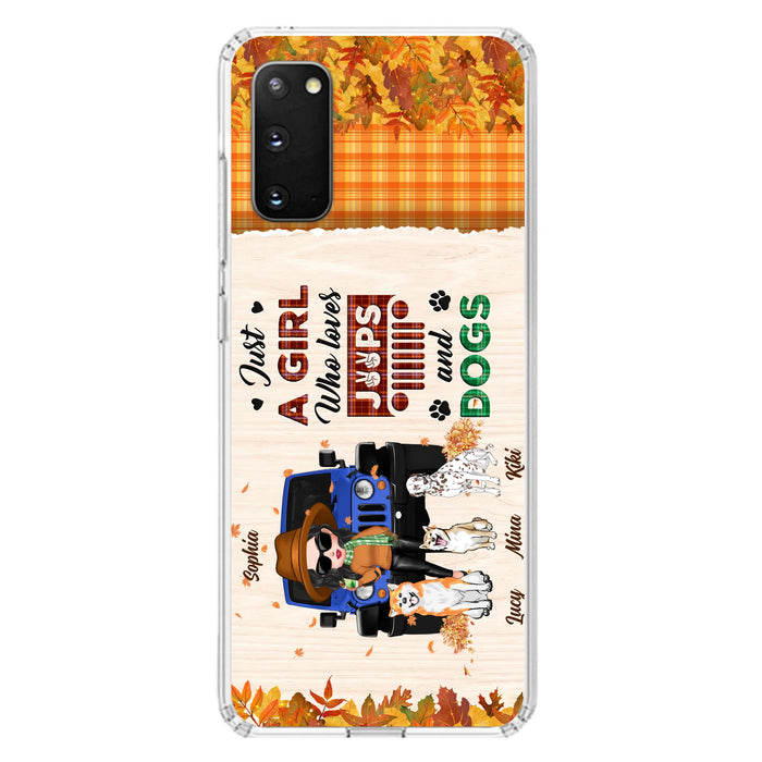 Personalized Off-road Autumn Girl Phone Case - Gift Idea For Girl/Dog Lovers - Up to 3 Dogs - Case For iPhone/Samsung