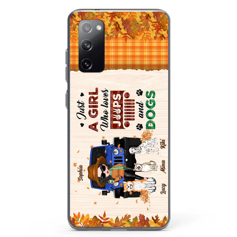 Personalized Off-road Autumn Girl Phone Case - Gift Idea For Girl/Dog Lovers - Up to 3 Dogs - Case For iPhone/Samsung