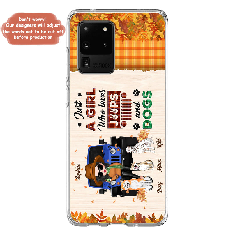 Personalized Off-road Autumn Girl Phone Case - Gift Idea For Girl/Dog Lovers - Up to 3 Dogs - Case For iPhone/Samsung