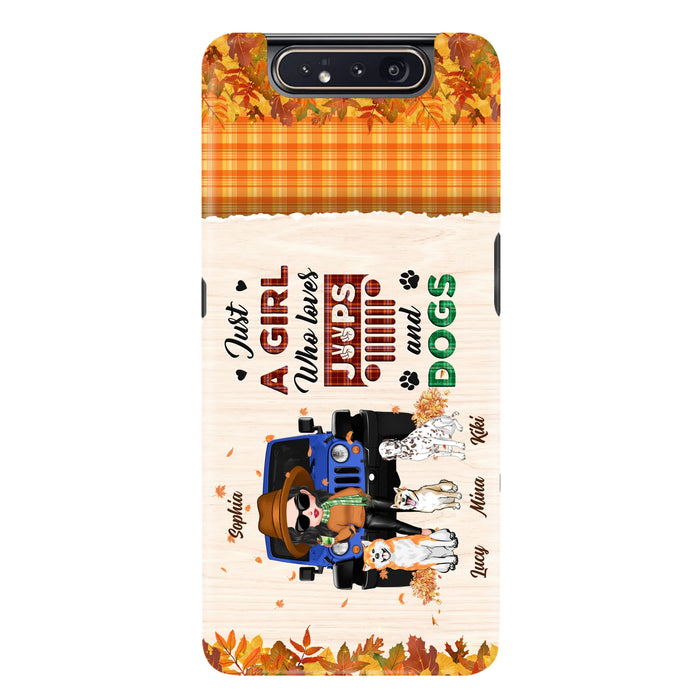 Personalized Off-road Autumn Girl Phone Case - Gift Idea For Girl/Dog Lovers - Up to 3 Dogs - Case For iPhone/Samsung