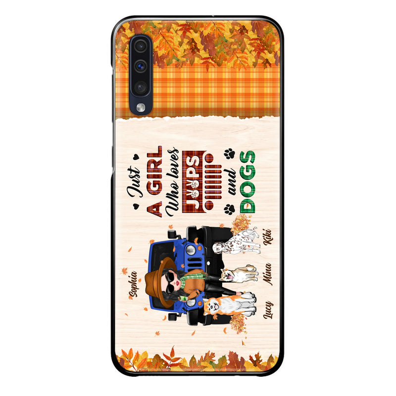 Personalized Off-road Autumn Girl Phone Case - Gift Idea For Girl/Dog Lovers - Up to 3 Dogs - Case For iPhone/Samsung
