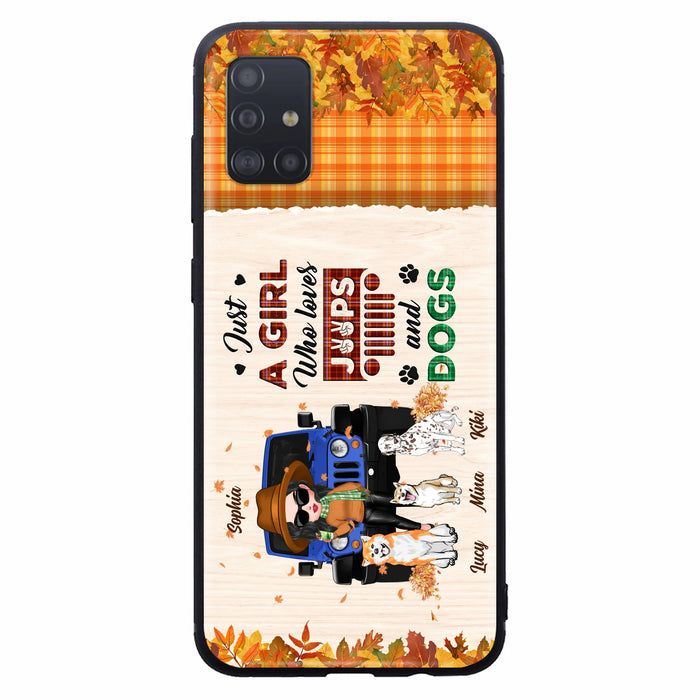 Personalized Off-road Autumn Girl Phone Case - Gift Idea For Girl/Dog Lovers - Up to 3 Dogs - Case For iPhone/Samsung