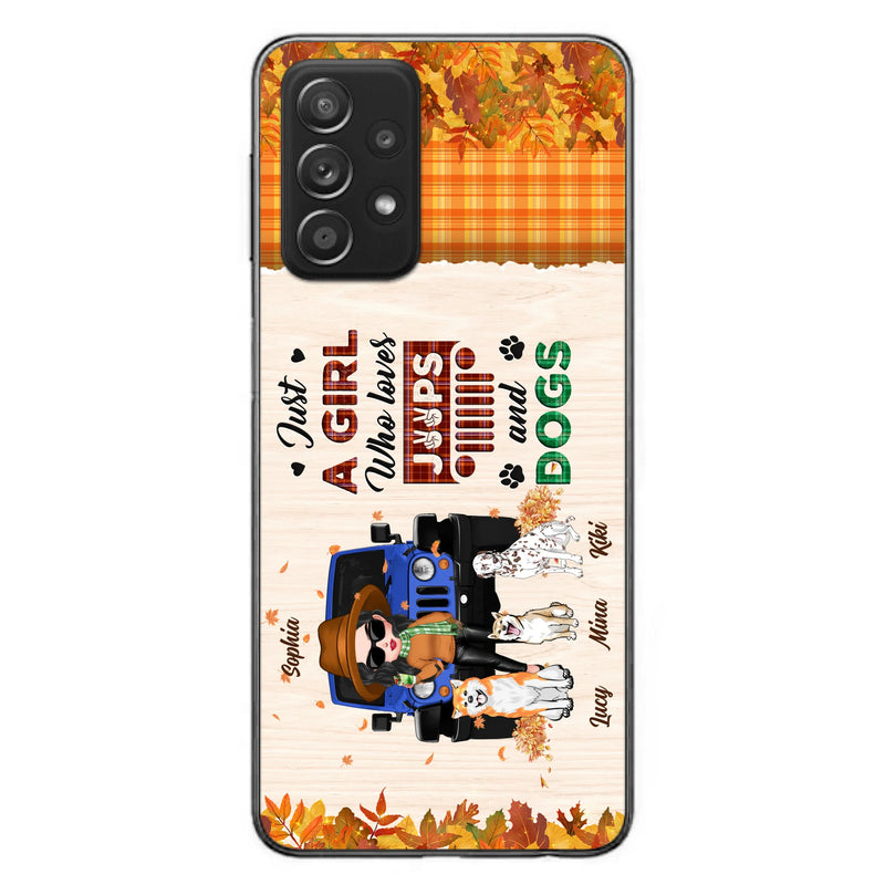 Personalized Off-road Autumn Girl Phone Case - Gift Idea For Girl/Dog Lovers - Up to 3 Dogs - Case For iPhone/Samsung