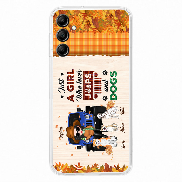 Personalized Off-road Autumn Girl Phone Case - Gift Idea For Girl/Dog Lovers - Up to 3 Dogs - Case For iPhone/Samsung