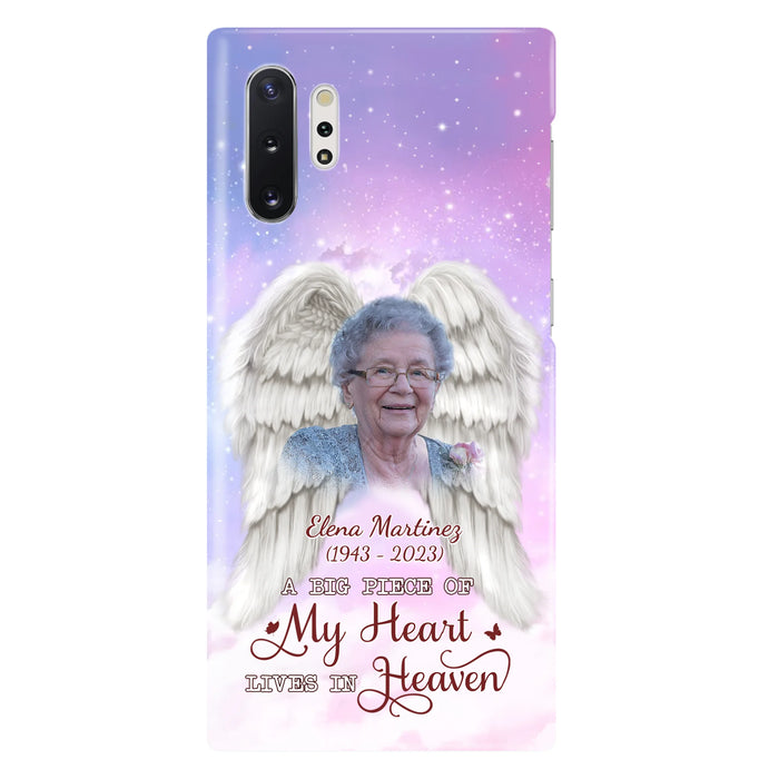 Custom Personalized Memorial Photo Phone Case - Memorial Gift Idea for Family - A Big Piece Of My Heart Lives In Heaven - Case for iPhone/Samsung