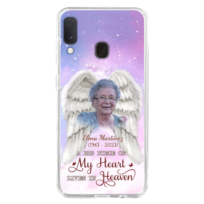 Custom Personalized Memorial Photo Phone Case - Memorial Gift Idea for Family - A Big Piece Of My Heart Lives In Heaven - Case for iPhone/Samsung