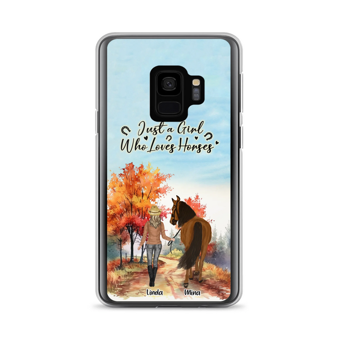 Custom Personalized Horse Girl Fall Season Phone Case - Gift Idea For Horse Lovers - Up To 6 Horses - Just A Girl Who Loves Horses - Cases For iPhone/Samsung