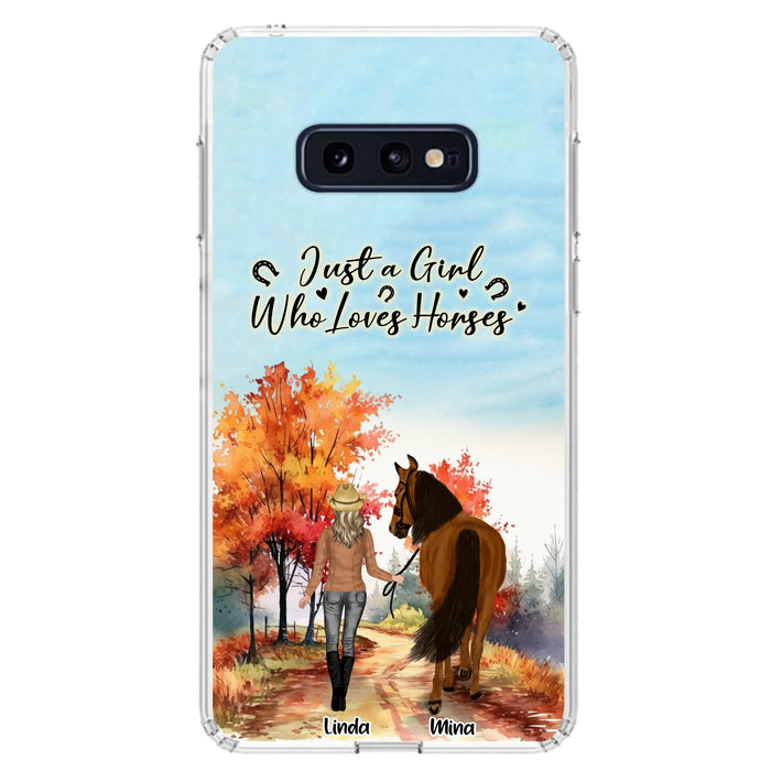 Custom Personalized Horse Girl Fall Season Phone Case - Gift Idea For Horse Lovers - Up To 6 Horses - Just A Girl Who Loves Horses - Cases For iPhone/Samsung