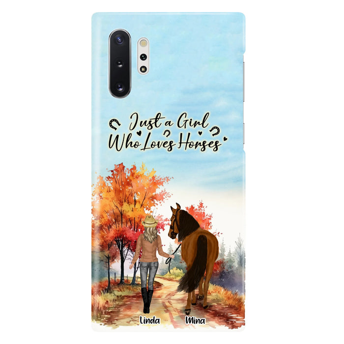 Custom Personalized Horse Girl Fall Season Phone Case - Gift Idea For Horse Lovers - Up To 6 Horses - Just A Girl Who Loves Horses - Cases For iPhone/Samsung