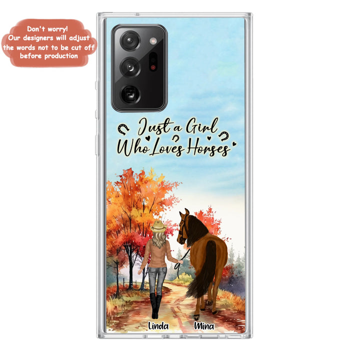 Custom Personalized Horse Girl Fall Season Phone Case - Gift Idea For Horse Lovers - Up To 6 Horses - Just A Girl Who Loves Horses - Cases For iPhone/Samsung