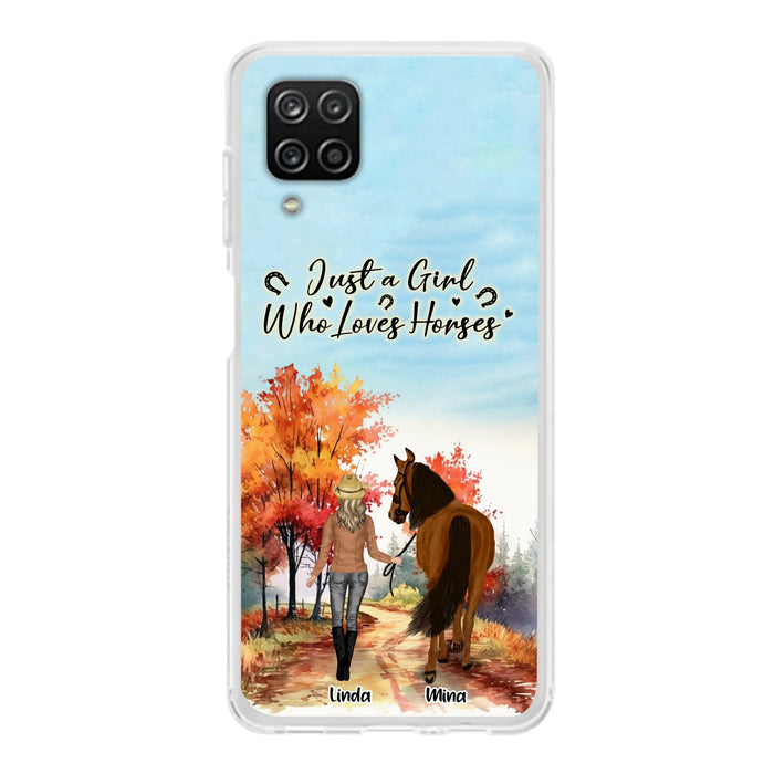Custom Personalized Horse Girl Fall Season Phone Case - Gift Idea For Horse Lovers - Up To 6 Horses - Just A Girl Who Loves Horses - Cases For iPhone/Samsung