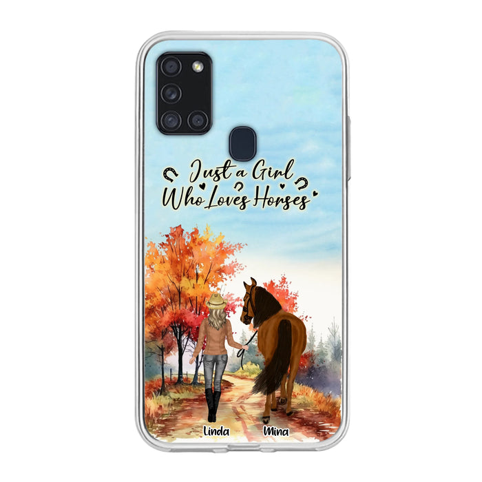 Custom Personalized Horse Girl Fall Season Phone Case - Gift Idea For Horse Lovers - Up To 6 Horses - Just A Girl Who Loves Horses - Cases For iPhone/Samsung