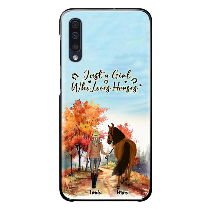 Custom Personalized Horse Girl Fall Season Phone Case - Gift Idea For Horse Lovers - Up To 6 Horses - Just A Girl Who Loves Horses - Cases For iPhone/Samsung