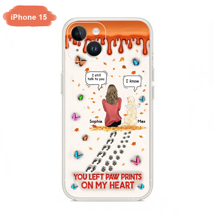 Custom Personalized Memorial Dog Phone Case - Memorial Gift Idea For Pet Lover - Case For iPhone/ Samsung - You Left Paw Prints On My Heart