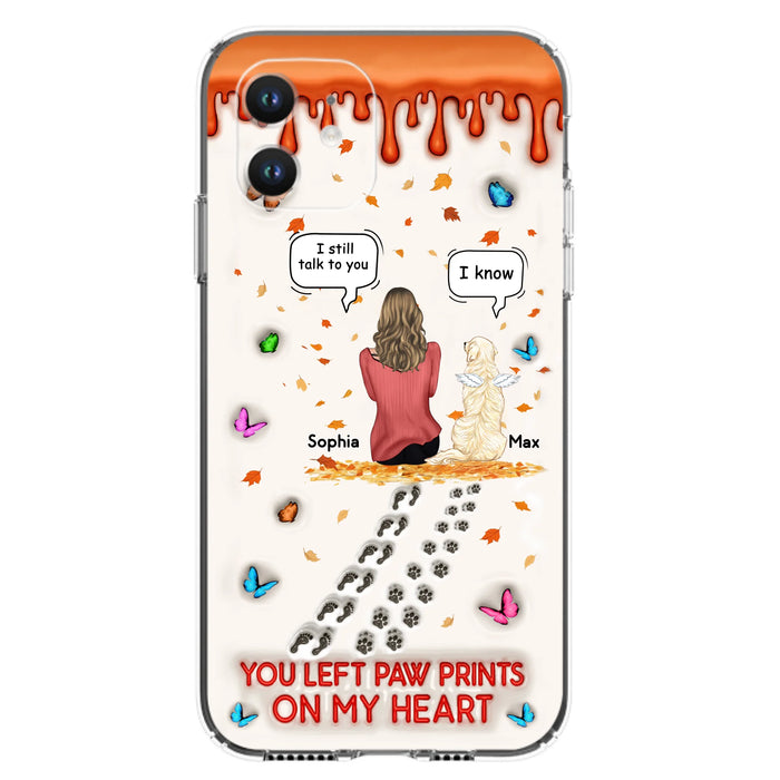 Custom Personalized Memorial Dog Phone Case - Memorial Gift Idea For Pet Lover - Case For iPhone/ Samsung - You Left Paw Prints On My Heart