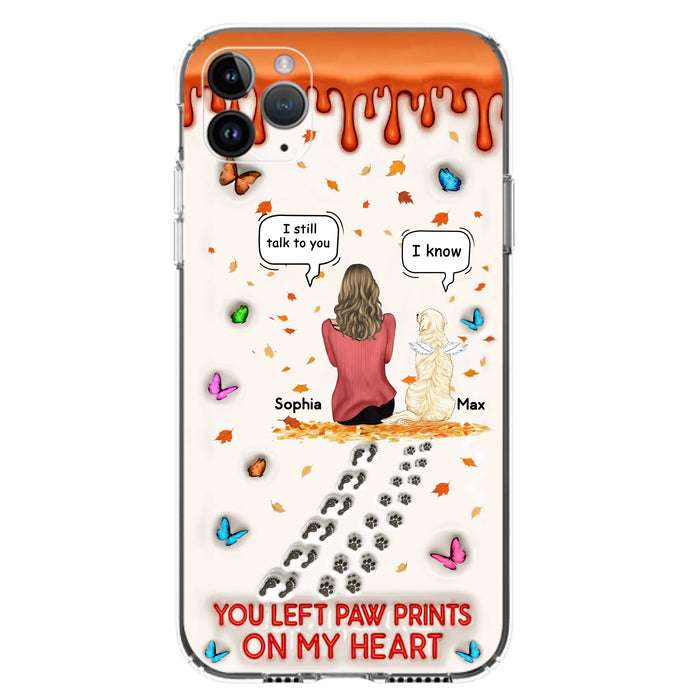 Custom Personalized Memorial Dog Phone Case - Memorial Gift Idea For Pet Lover - Case For iPhone/ Samsung - You Left Paw Prints On My Heart