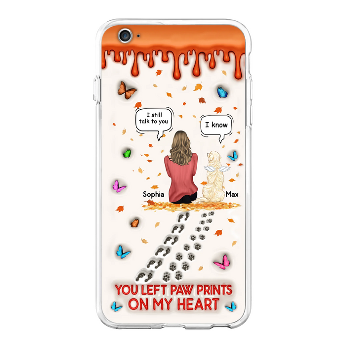 Custom Personalized Memorial Dog Phone Case - Memorial Gift Idea For Pet Lover - Case For iPhone/ Samsung - You Left Paw Prints On My Heart