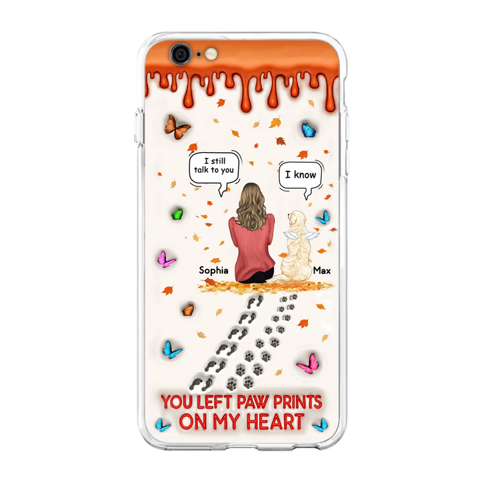 Custom Personalized Memorial Dog Phone Case - Memorial Gift Idea For Pet Lover - Case For iPhone/ Samsung - You Left Paw Prints On My Heart