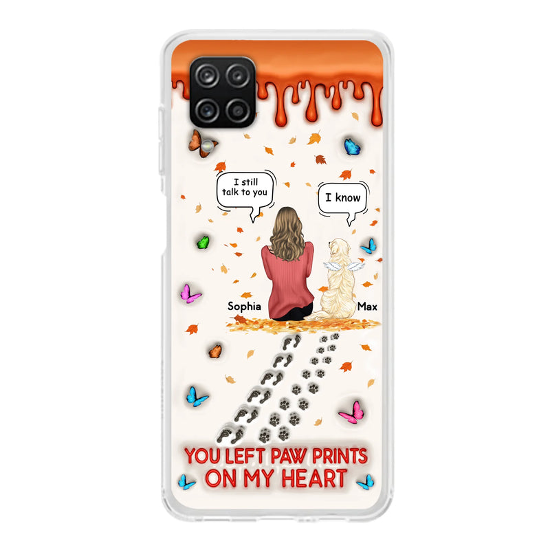 Custom Personalized Memorial Dog Phone Case - Memorial Gift Idea For Pet Lover - Case For iPhone/ Samsung - You Left Paw Prints On My Heart