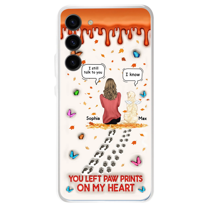 Custom Personalized Memorial Dog Phone Case - Memorial Gift Idea For Pet Lover - Case For iPhone/ Samsung - You Left Paw Prints On My Heart