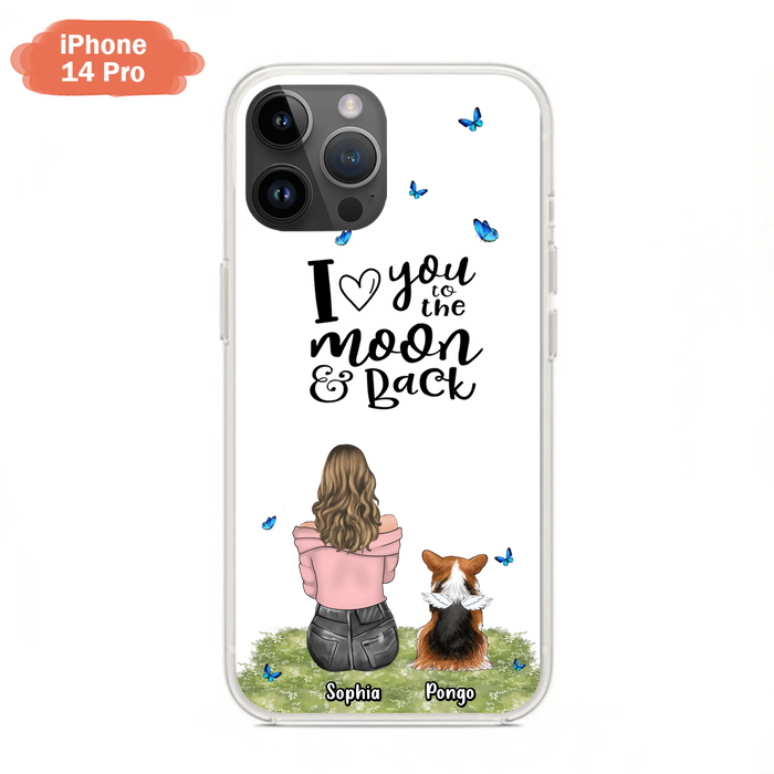 Personalized Dog Phone Case - Upto 4 Dogs - Gift Idea For Dog Owners - I Love You To The Moon & Back  - Case For iPhone/Samsung