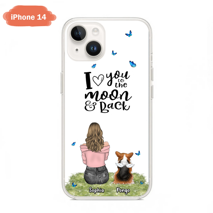 Personalized Dog Phone Case - Upto 4 Dogs - Gift Idea For Dog Owners - I Love You To The Moon & Back  - Case For iPhone/Samsung
