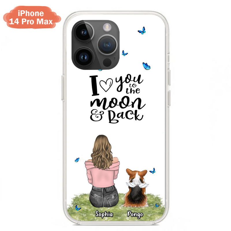 Personalized Dog Phone Case - Upto 4 Dogs - Gift Idea For Dog Owners - I Love You To The Moon & Back  - Case For iPhone/Samsung