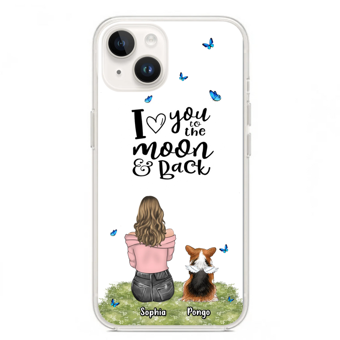 Personalized Dog Phone Case - Upto 4 Dogs - Gift Idea For Dog Owners - I Love You To The Moon & Back  - Case For iPhone/Samsung
