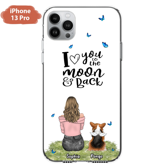 Personalized Dog Phone Case - Upto 4 Dogs - Gift Idea For Dog Owners - I Love You To The Moon & Back  - Case For iPhone/Samsung