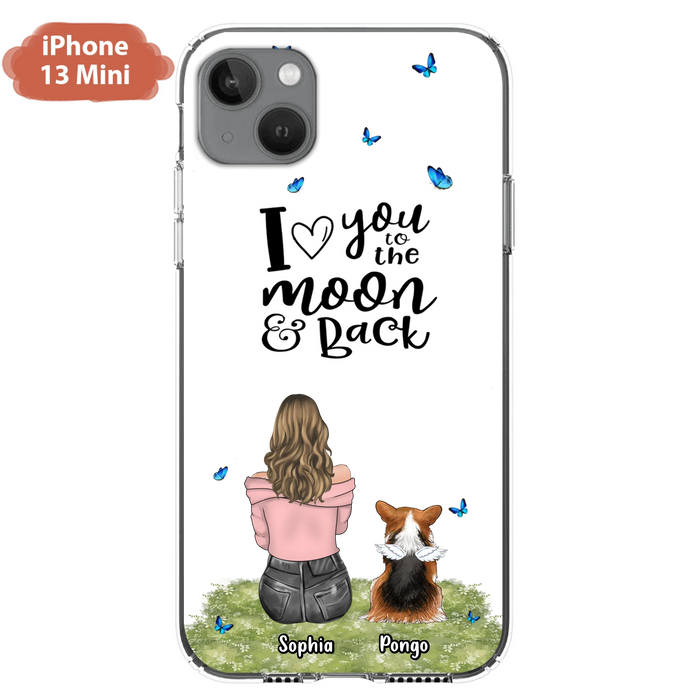 Personalized Dog Phone Case - Upto 4 Dogs - Gift Idea For Dog Owners - I Love You To The Moon & Back  - Case For iPhone/Samsung