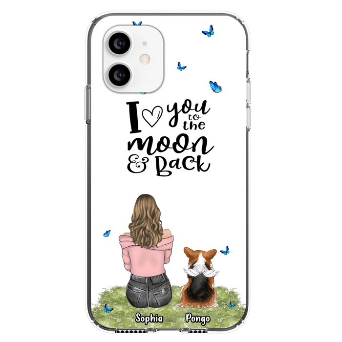 Personalized Dog Phone Case - Upto 4 Dogs - Gift Idea For Dog Owners - I Love You To The Moon & Back  - Case For iPhone/Samsung