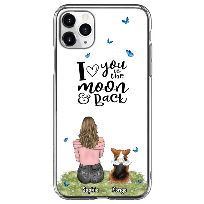 Personalized Dog Phone Case - Upto 4 Dogs - Gift Idea For Dog Owners - I Love You To The Moon & Back  - Case For iPhone/Samsung