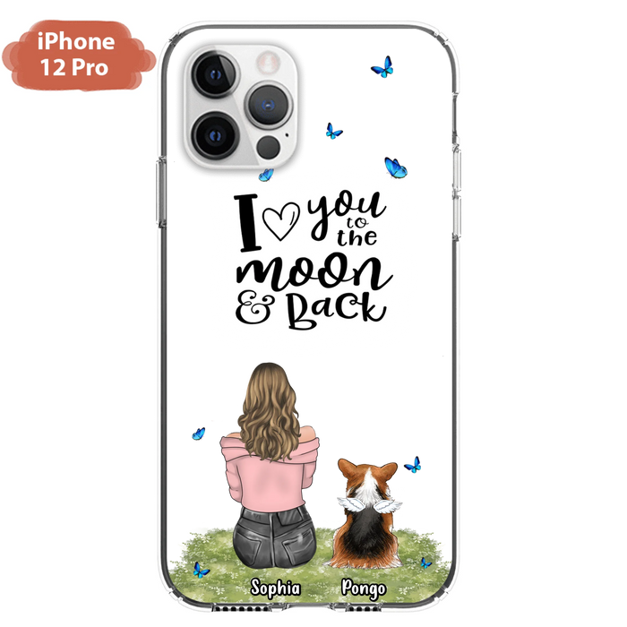 Personalized Dog Phone Case - Upto 4 Dogs - Gift Idea For Dog Owners - I Love You To The Moon & Back  - Case For iPhone/Samsung