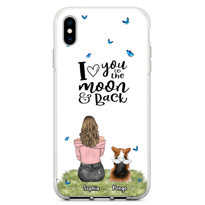 Personalized Dog Phone Case - Upto 4 Dogs - Gift Idea For Dog Owners - I Love You To The Moon & Back  - Case For iPhone/Samsung