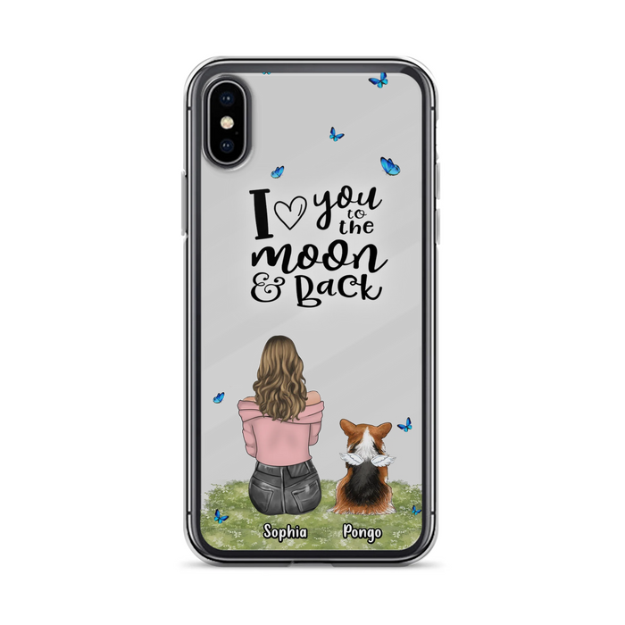 Personalized Dog Phone Case - Upto 4 Dogs - Gift Idea For Dog Owners - I Love You To The Moon & Back  - Case For iPhone/Samsung