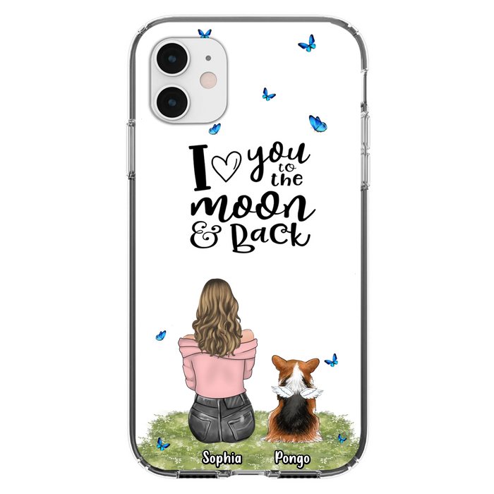 Personalized Dog Phone Case - Upto 4 Dogs - Gift Idea For Dog Owners - I Love You To The Moon & Back  - Case For iPhone/Samsung