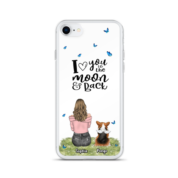 Personalized Dog Phone Case - Upto 4 Dogs - Gift Idea For Dog Owners - I Love You To The Moon & Back  - Case For iPhone/Samsung