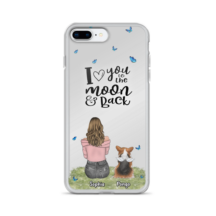 Personalized Dog Phone Case - Upto 4 Dogs - Gift Idea For Dog Owners - I Love You To The Moon & Back  - Case For iPhone/Samsung