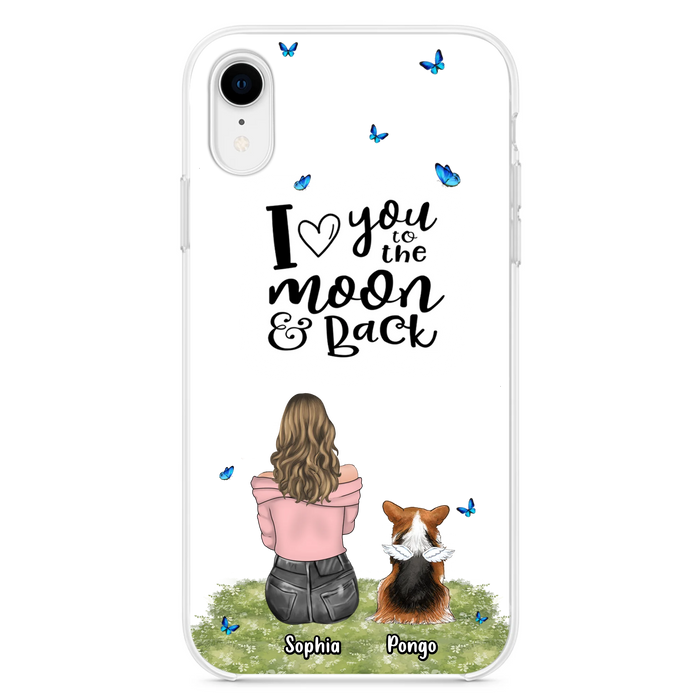 Personalized Dog Phone Case - Upto 4 Dogs - Gift Idea For Dog Owners - I Love You To The Moon & Back  - Case For iPhone/Samsung